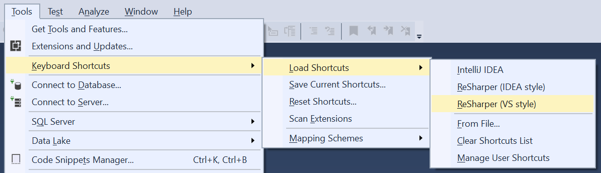 visual studio shortcuts for iteration statement